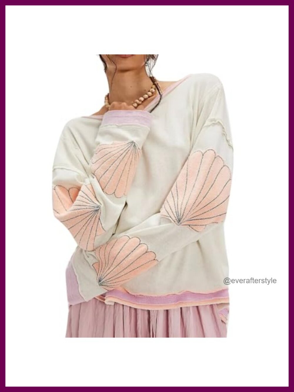 Women's Oversized Floral Graphic Crew Neck Long Sleeve Pullover Sweatshirt
